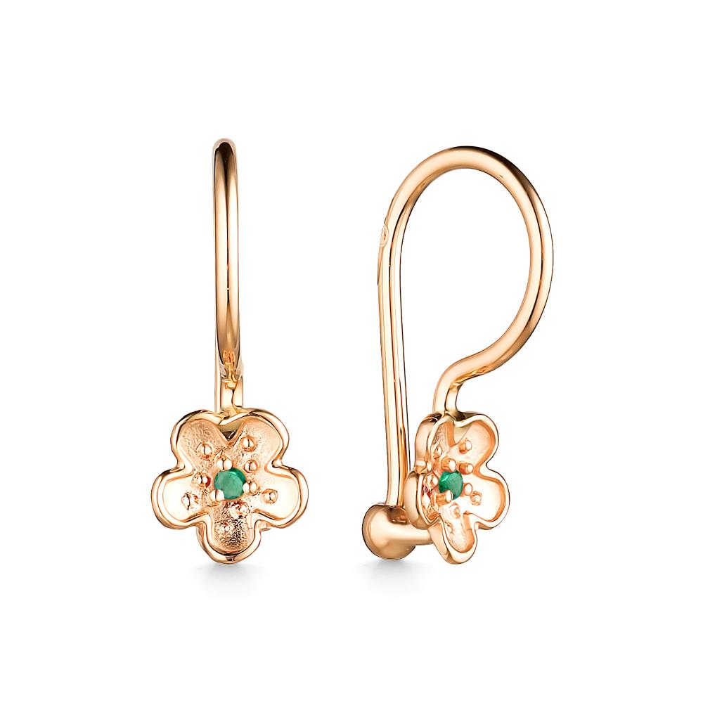 

Серьги из красного золота с изумрудом АЛЬКОР 24640-101, 24640-101