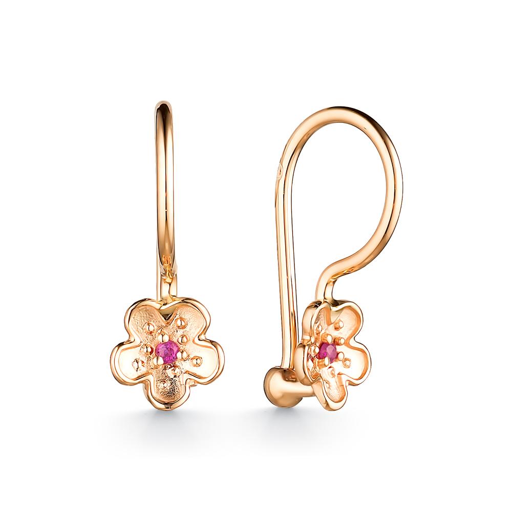 

Серьги из красного золота с рубином АЛЬКОР 24640-103, 24640-103