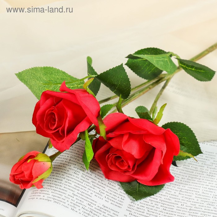 

Цветы искусственные Роза Глория 8*48 см, красная