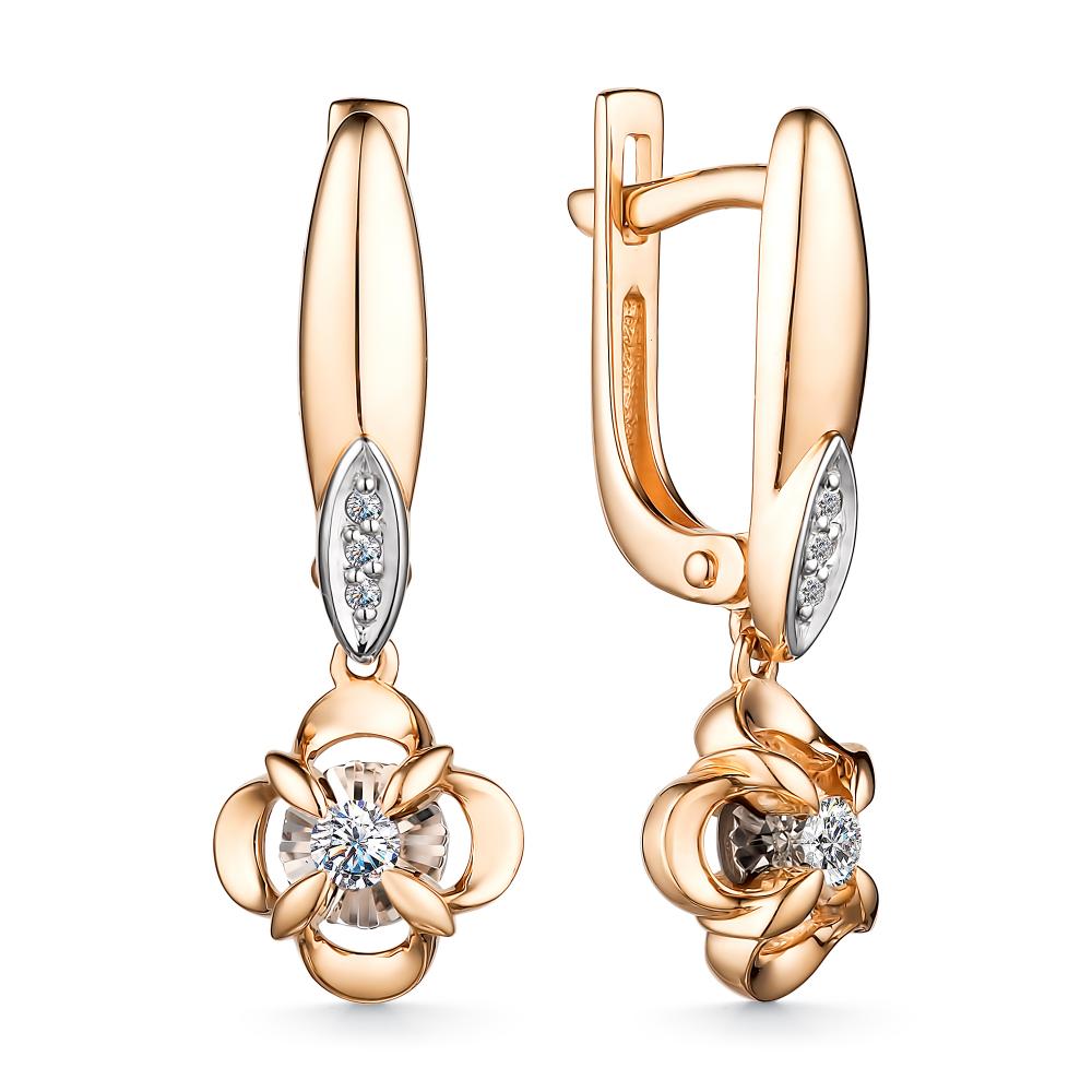 

Серьги из красного золота с бриллиантом АЛЬКОР 24494-100, 24494-100