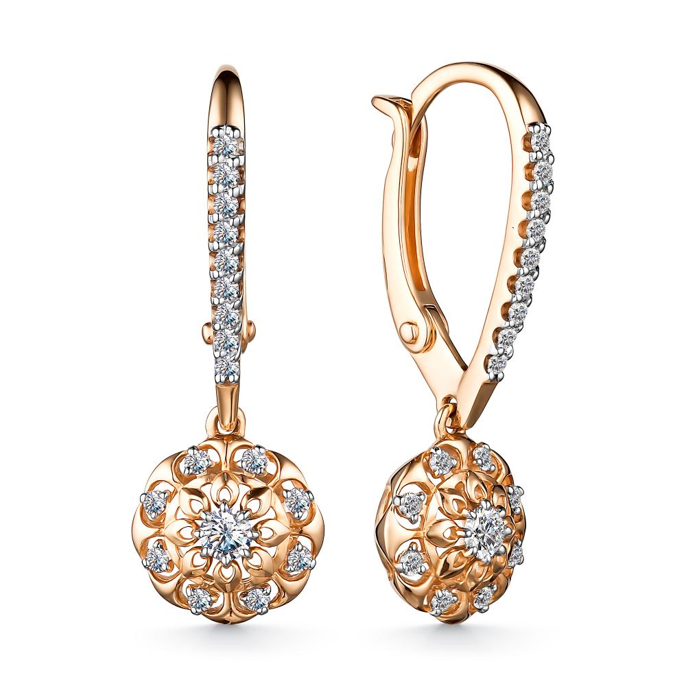 

Серьги из красного золота с бриллиантом АЛЬКОР 24412-100, 24412-100