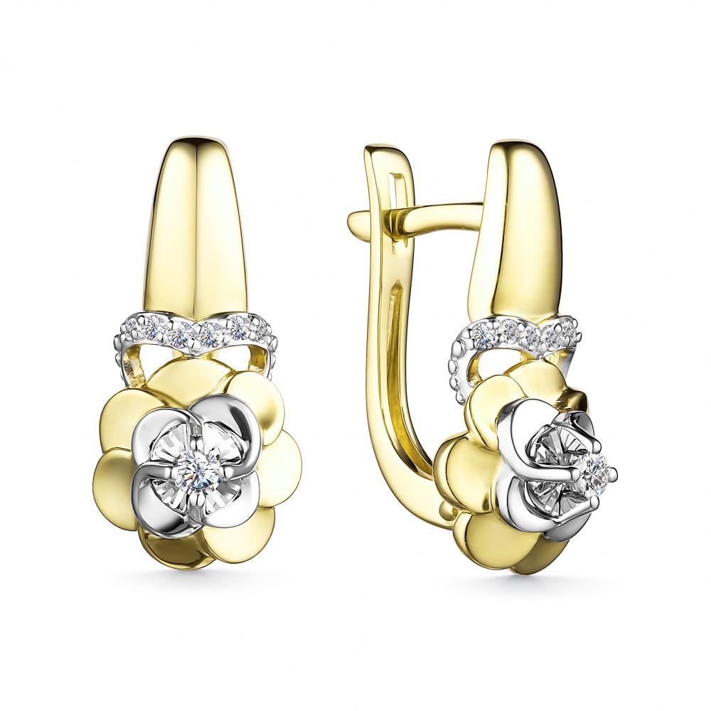 

Серьги из желтого золота с бриллиантом АЛЬКОР 24493-300, 24493-300