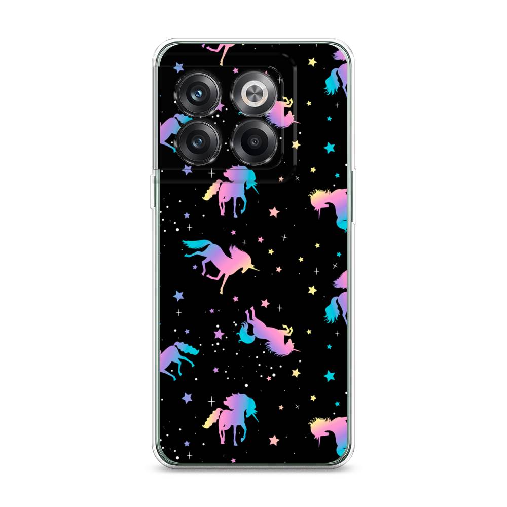 

Чехол на OnePlus Ace Pro "Единороги градиент", Черный;розовый;голубой, 153350-1