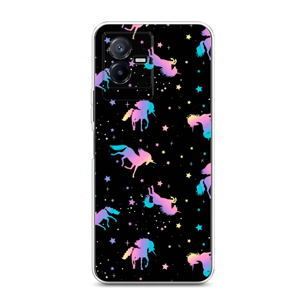 

Чехол для Vivo Y73t "Единороги градиент", Черный;розовый;голубой, 268050-1