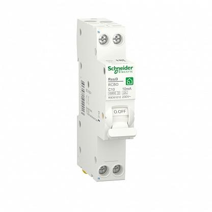 

Дифавтомат RESI9 1P+N С 10А 6000A 10мА 18mm тип