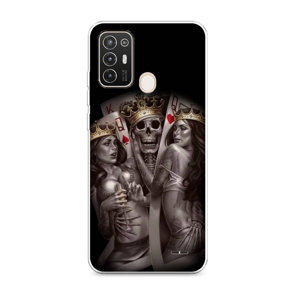 

Чехол на ZTE Blade A52 "Карты король и королевы", Серый;желтый, 136250-6