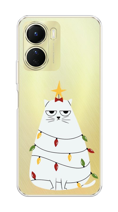 

Чехол на Vivo Y16 "Котик в гирлянде", Белый;красный;желтый, 267850-1