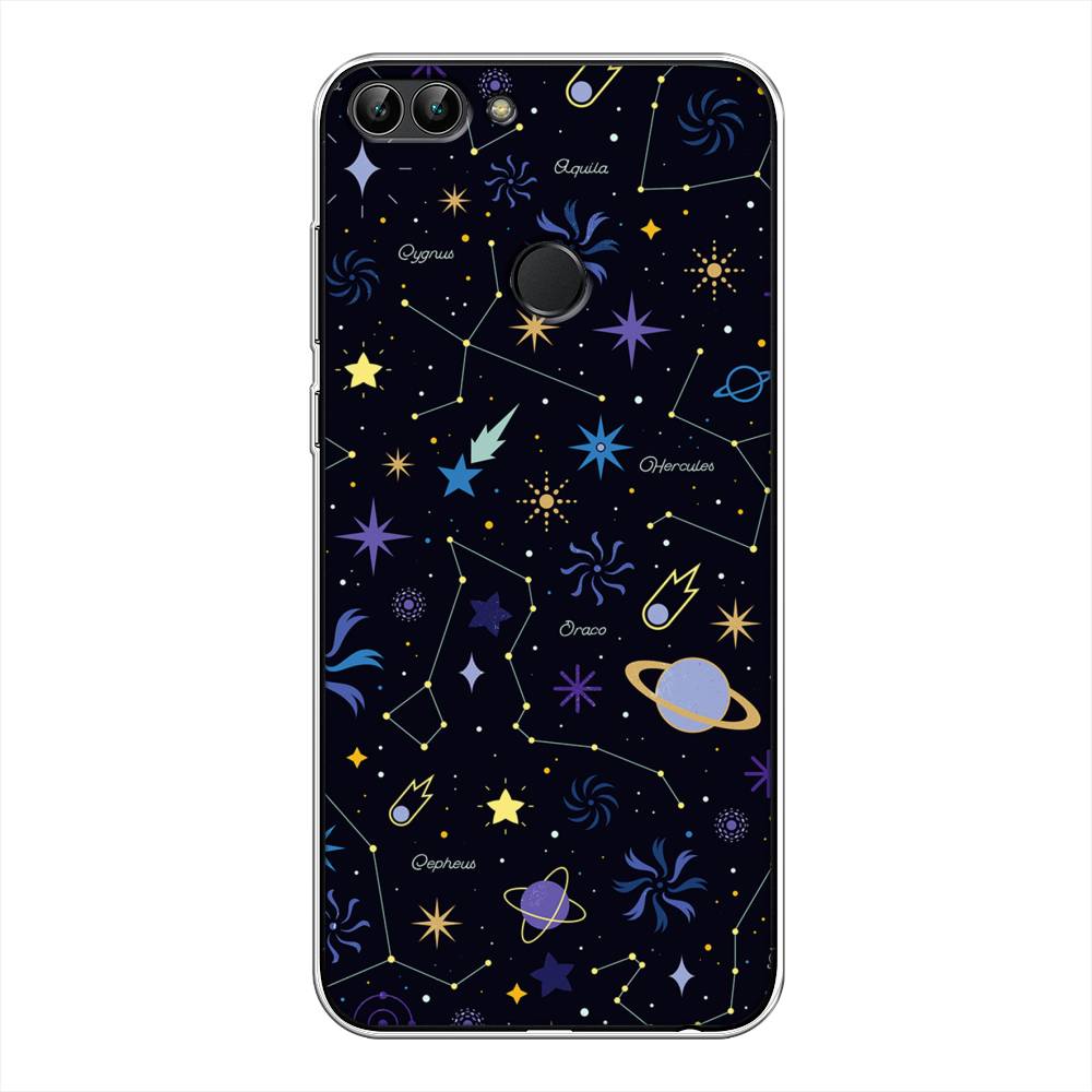 

Чехол на Huawei P Smart "Цветной космос", Желтый, 64050-2