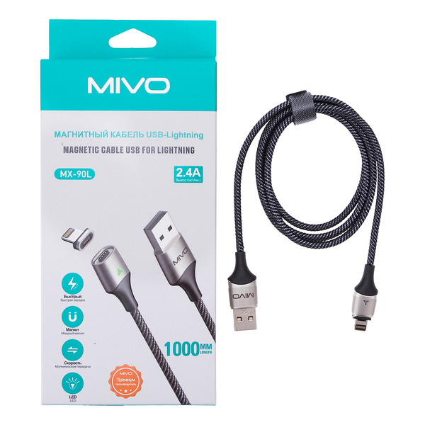 фото Кабель lightning - usb mivo 1 м черный