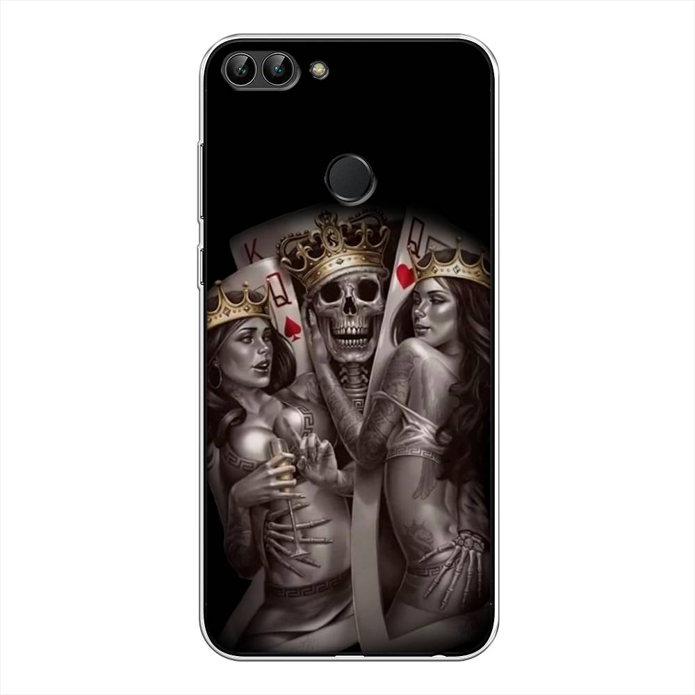 

Чехол на Huawei P Smart "Карты король и королевы", Серый;желтый, 64050-6