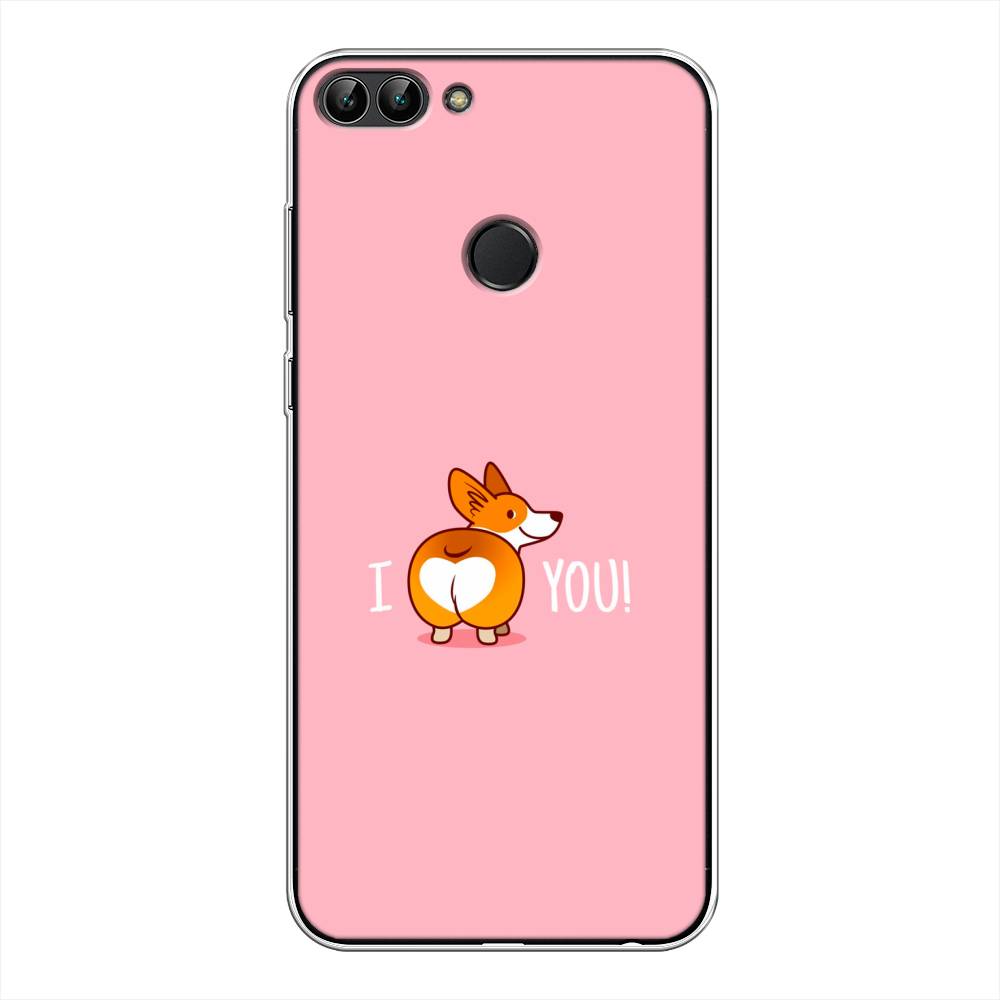 

Чехол на Huawei P Smart "Корги I love you", Розовый;коричневый;белый, 64050-1