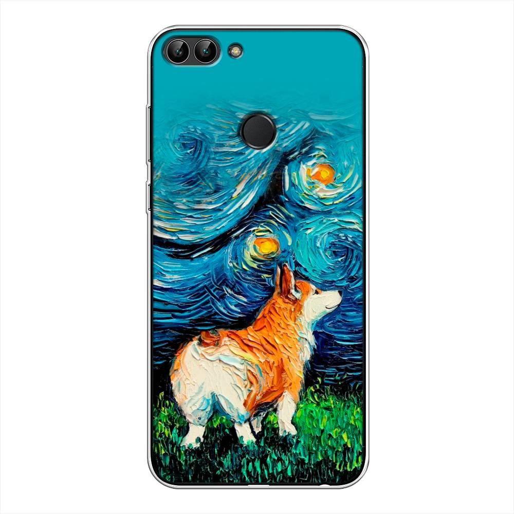 

Чехол на Huawei P Smart "Корги звёздная ночь", Коричневый;белый;зеленый, 64050-1