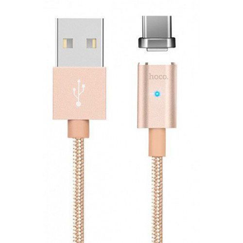 фото Кабель hoco magnetic, usb - usb type-c u16 series gold, 1,2м, золотистый