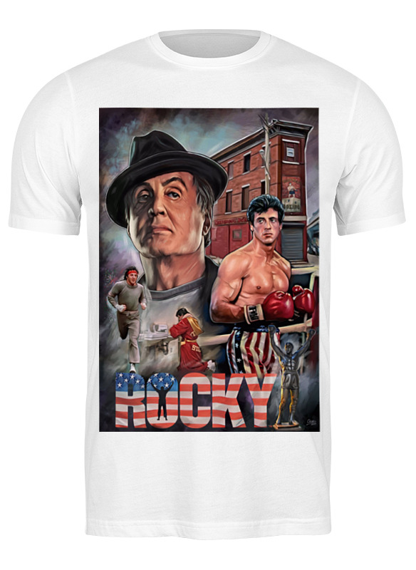 

Футболка мужская Printio Рокки / rocky белая S, Белый, Рокки / rocky