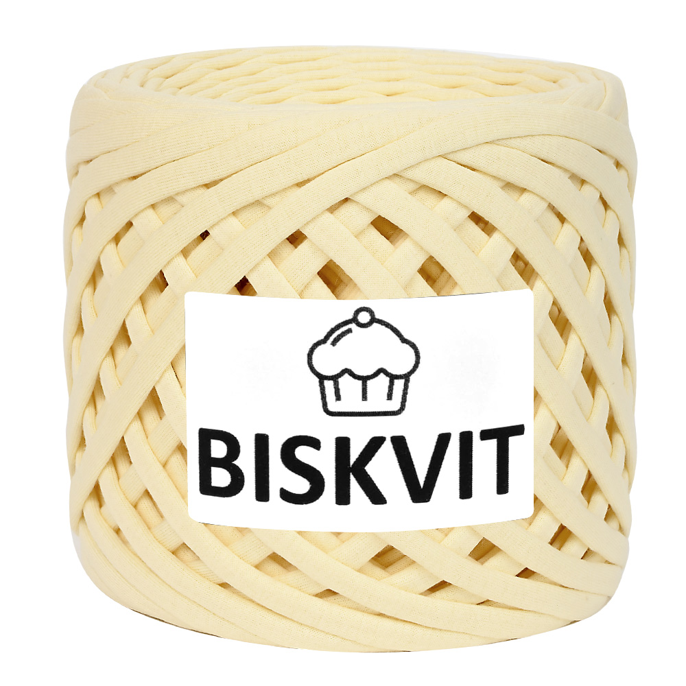 Трикотажная пряжа для вязания BISKVIT Экрю, 100% хлопок, 7-9мм, 100м