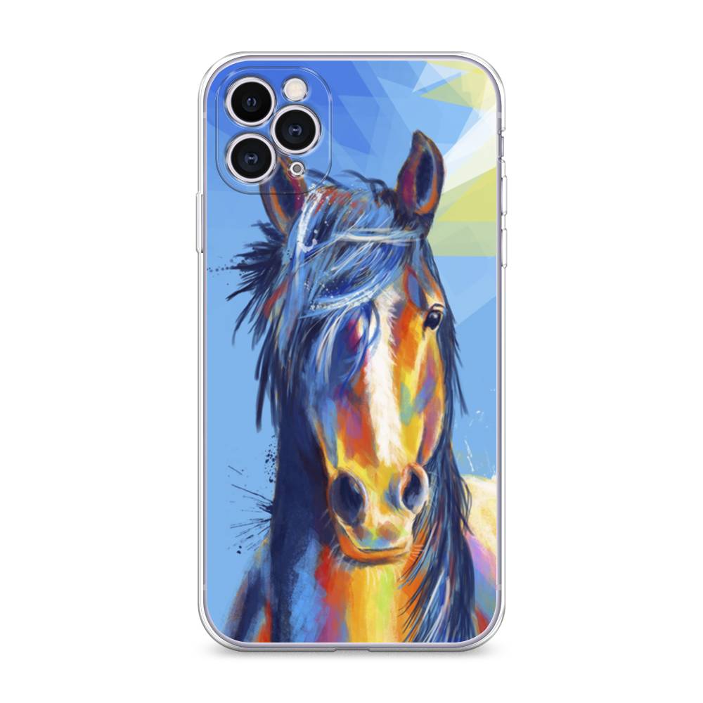 

Чехол для Apple iPhone 11 Pro "Лошадь арт 3", Голубой;желтый;синий, 12350-1