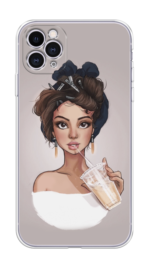 

Чехол на Apple iPhone 11 Pro "Девушка с фраппе", Серый, 12350-6