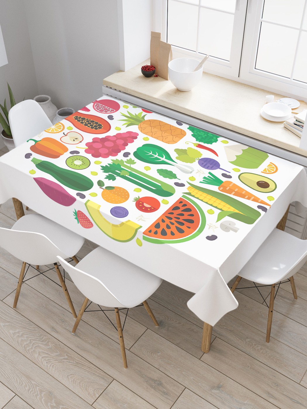 

Скатерть прямоугольная JoyArty "Урожай с полей" из сатена, 180x145 см, Белый, Урожай с полей