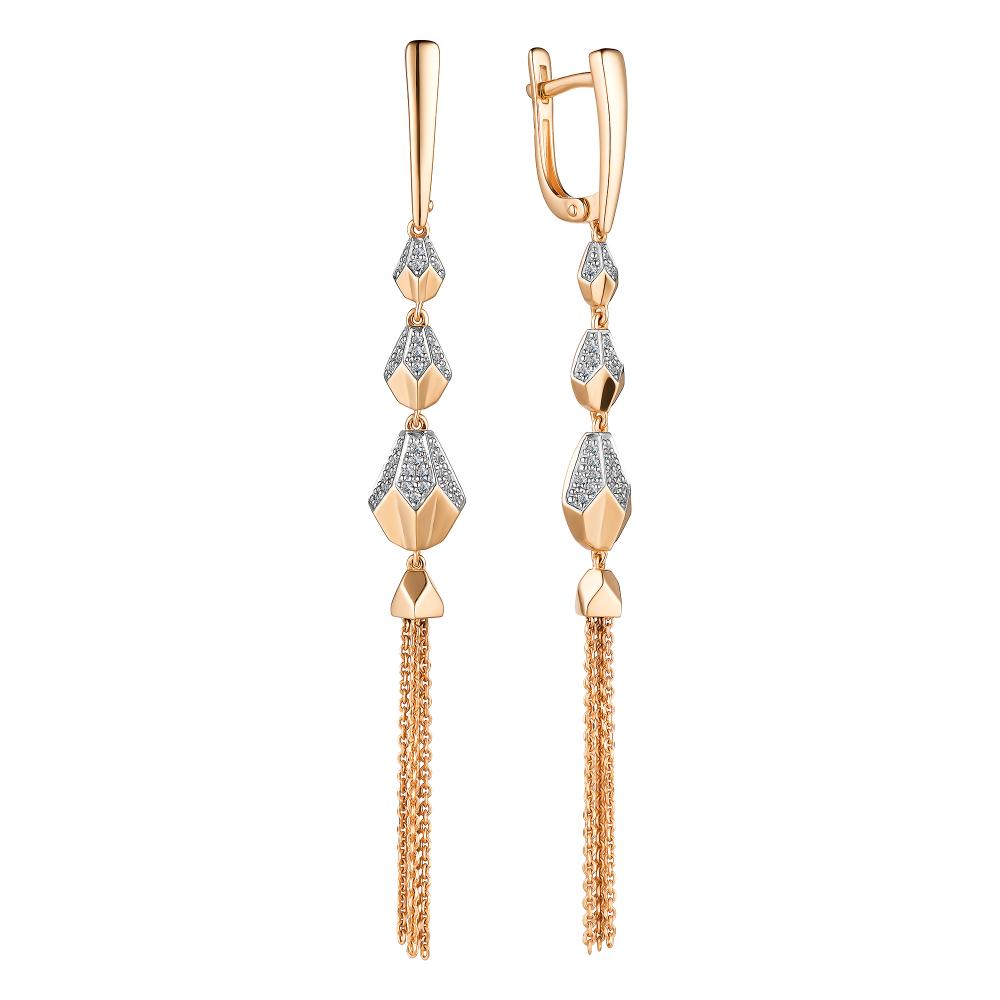 

Серьги подвески из красного золота с бриллиантом АЛЬКОР 24465-100, 24465-100