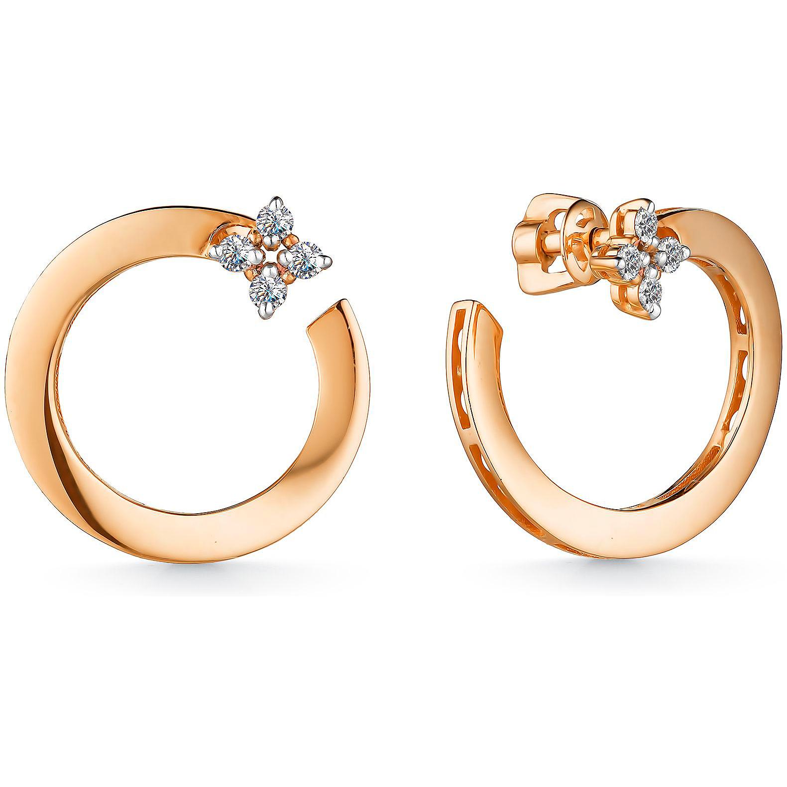 

Серьги-пусеты из красного золота с бриллиантом АЛЬКОР 24449-100, 24449-100
