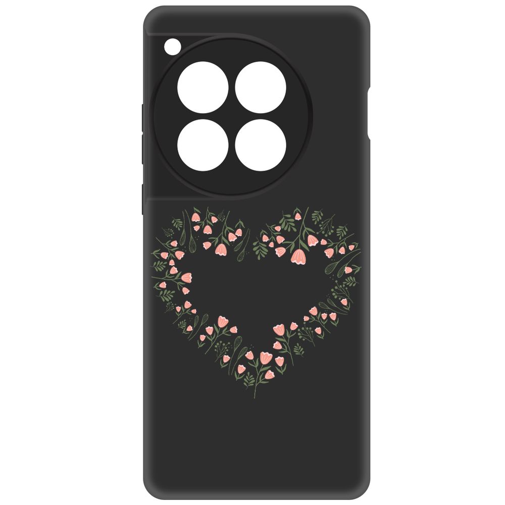 Чехол-накладка Krutoff Soft Case Цветочное сердце для OnePlus 12 черный
