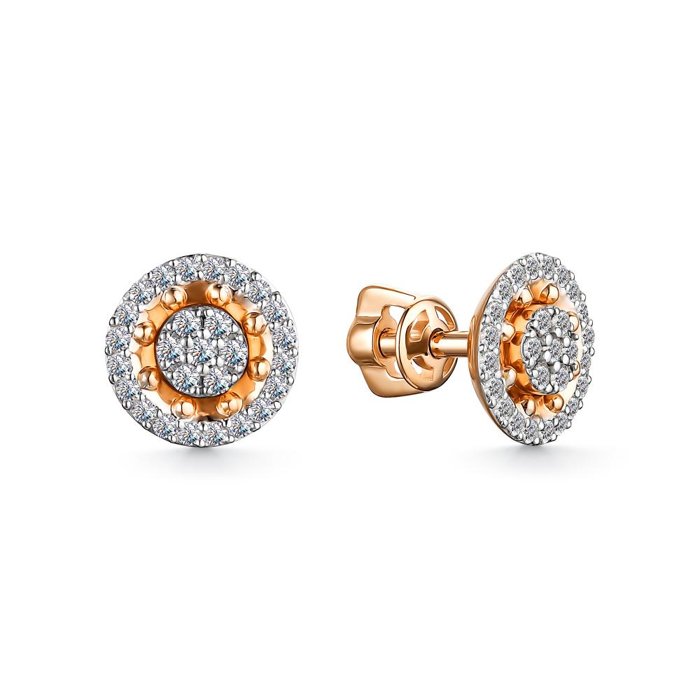 

Серьги-пусеты из красного золота с бриллиантом АЛЬКОР 24415-100, 24415-100