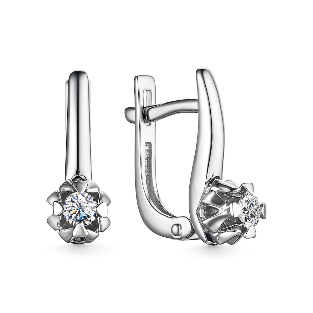 

Серьги из белого золота с бриллиантом АЛЬКОР 24488-200, 24488-200