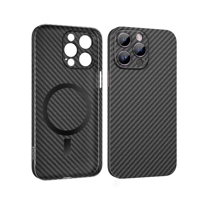 

Чехол Hoco для телефона iPhone 14 Pro, кевларовая текстура, поддержка MagSafe, чёрный, Черный