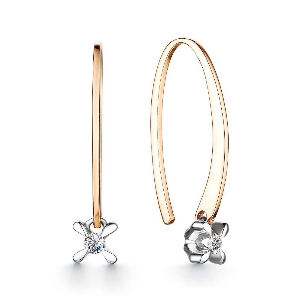 

Серьги из красного золота с бриллиантом АЛЬКОР 24190-100, 24190-100
