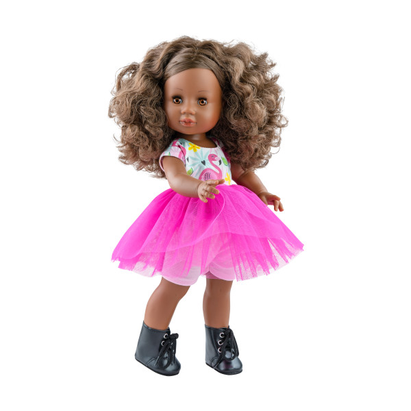 Кукла Paola Reina Soy Tu Амор в платье с фламинго, 42 см, 06043 кукла paola reina soy tu мари кармен в полосатом платье и черной шапке 42 см