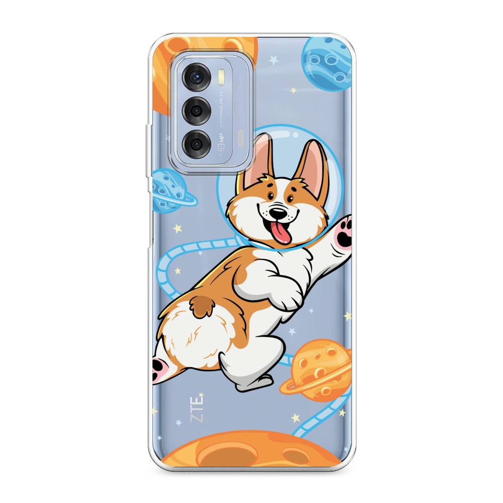

Чехол на ZTE Blade V40 "Корги-космонавт", Голубой;бежевый;белый, 136150-1