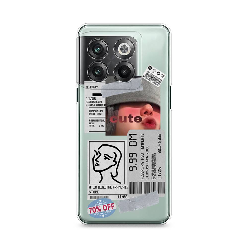 

Чехол на OnePlus 10T "Cute girl collage", Розовый;серый;голубой, 153150-1