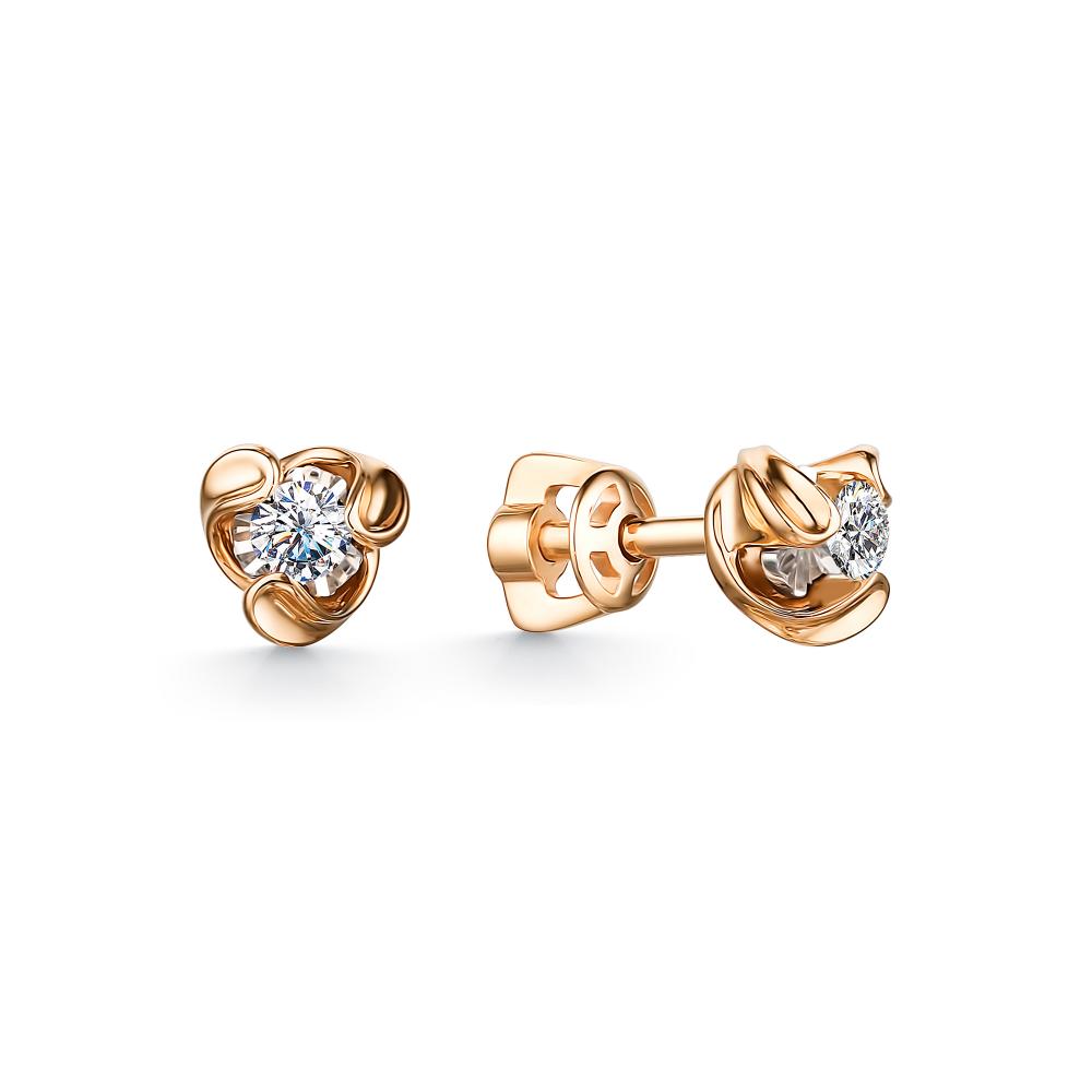 

Серьги-пусеты из красного золота с бриллиантом АЛЬКОР 24265-100, 24265-100