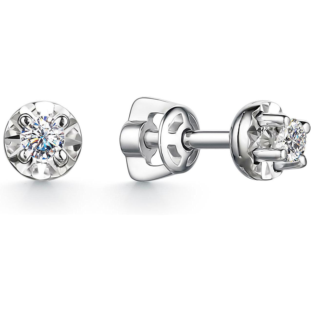 

Серьги-пусеты из белого золота с бриллиантом АЛЬКОР 24260-200, 24260-200