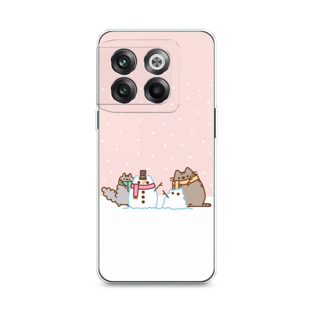 

Чехол на OnePlus 10T "Котики в снегу", Розовый;белый;серый, 153150-5