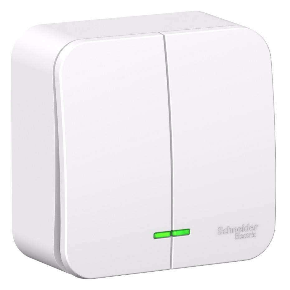 фото Выключатель schneider electric blanca двухклавишный с подсветкой systeme electric