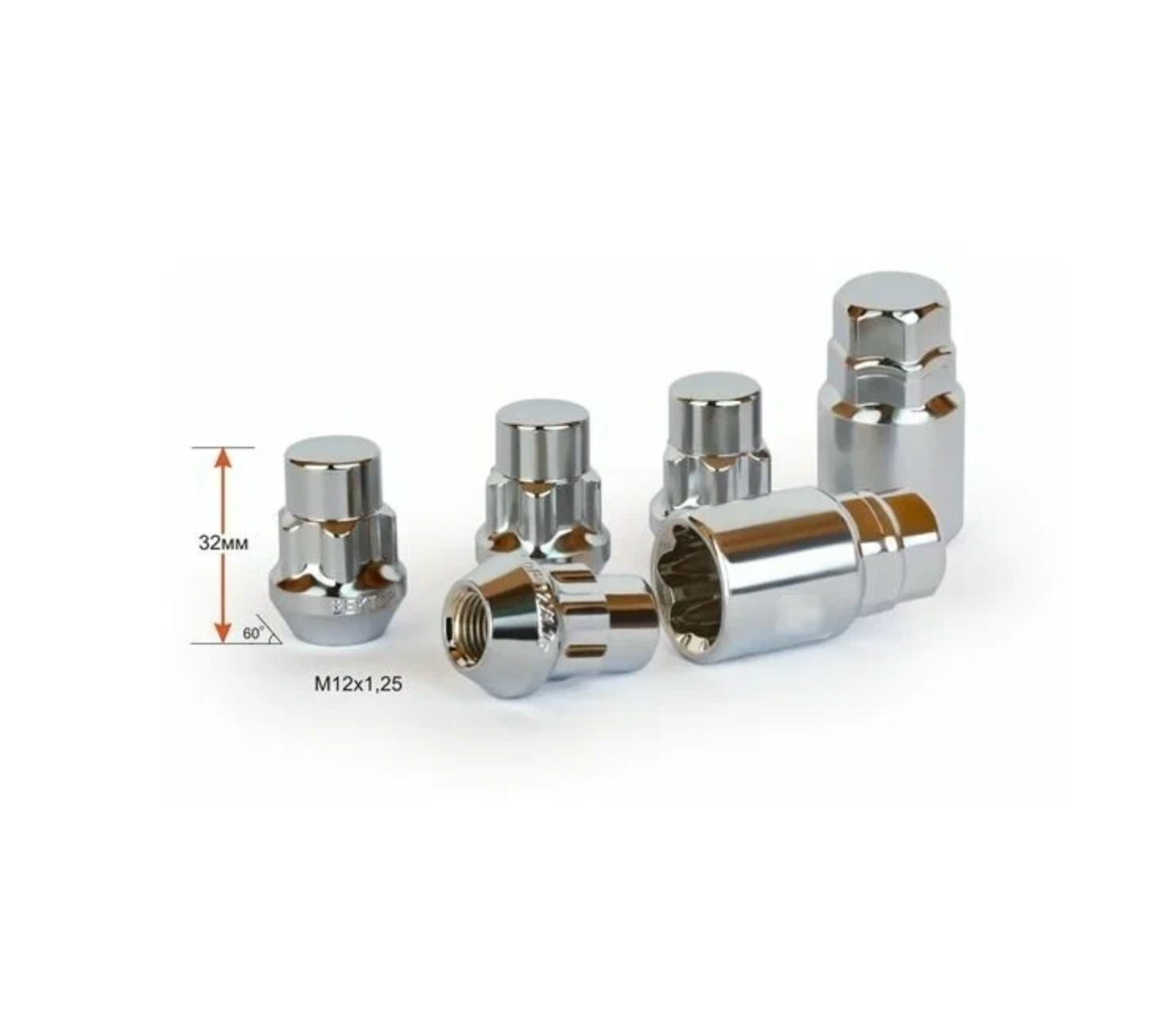 

Гайка колесная M12*32*1,25 (секрет,конус с буртиком, закрыт.,5 лучей, 2 ключ ) 416444Н2, Серый