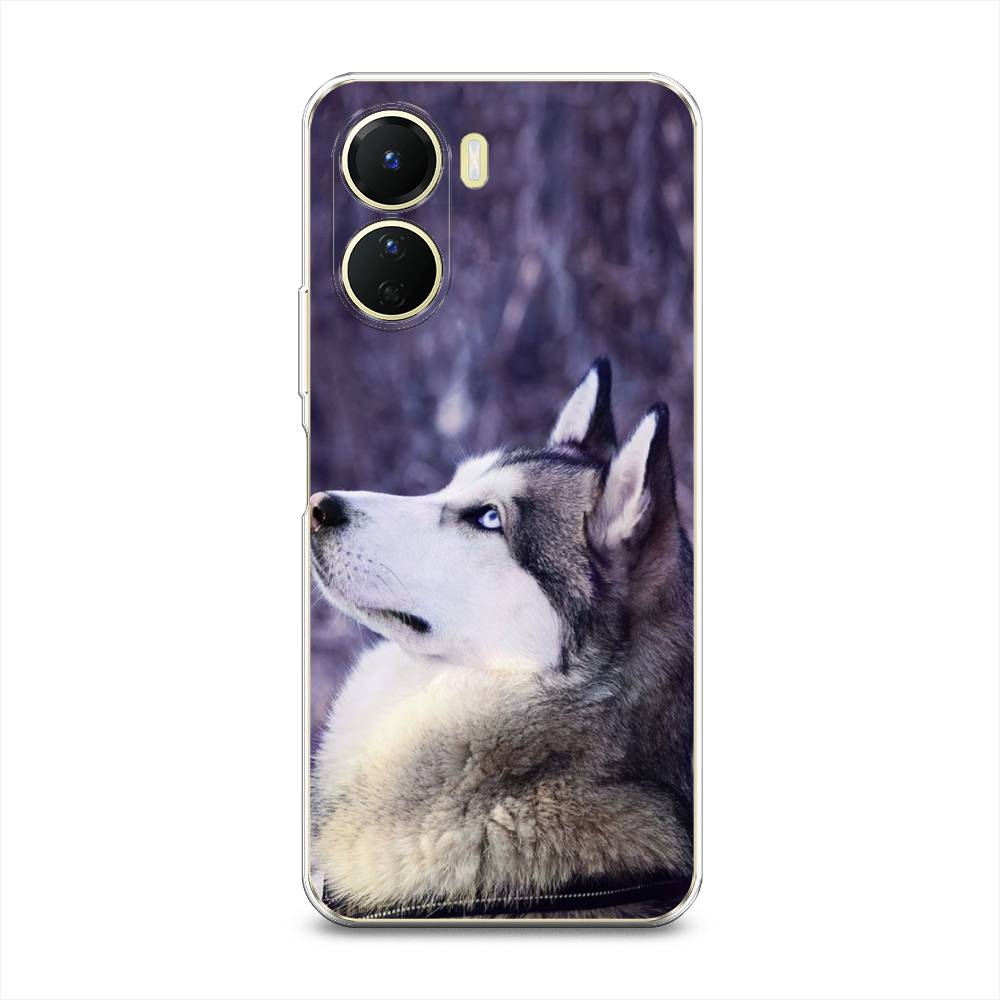 

Чехол на Vivo Y16 "Хаски 1", Фиолетовый;белый, 267850-1