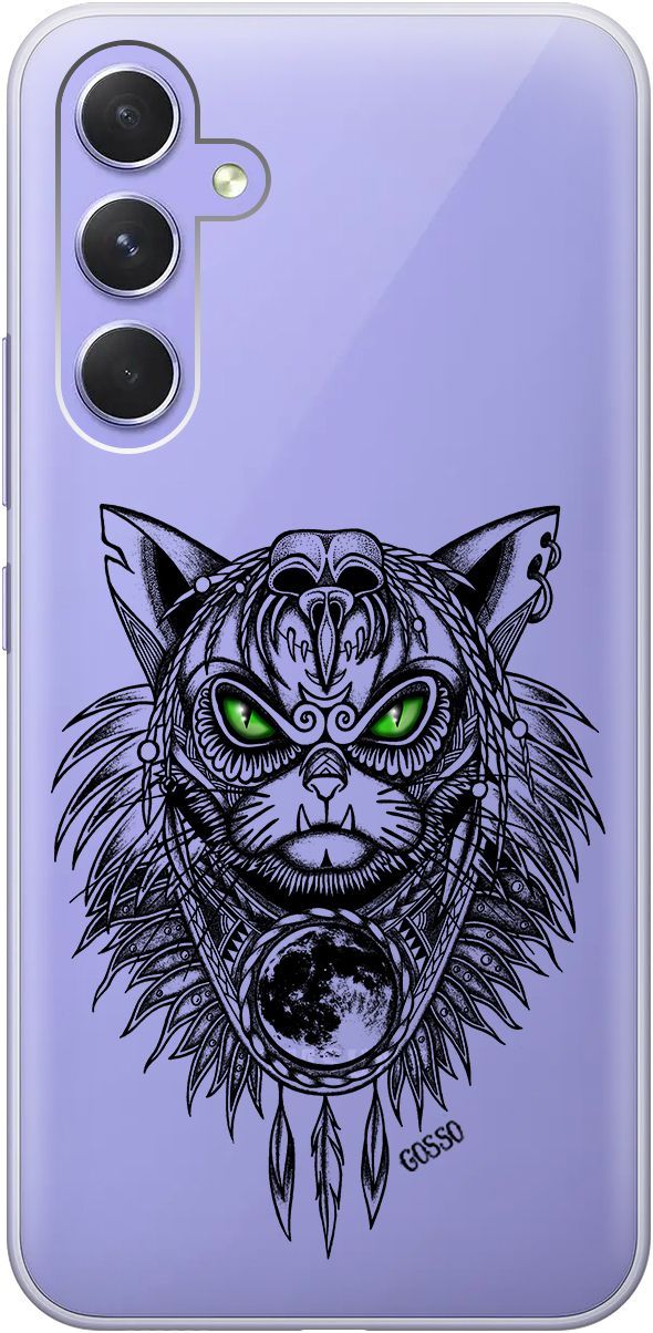

Чехол на Samsung Galaxy A54 5G с 3D принтом "Shaman Cat" прозрачный, Прозрачный;черный, 158765