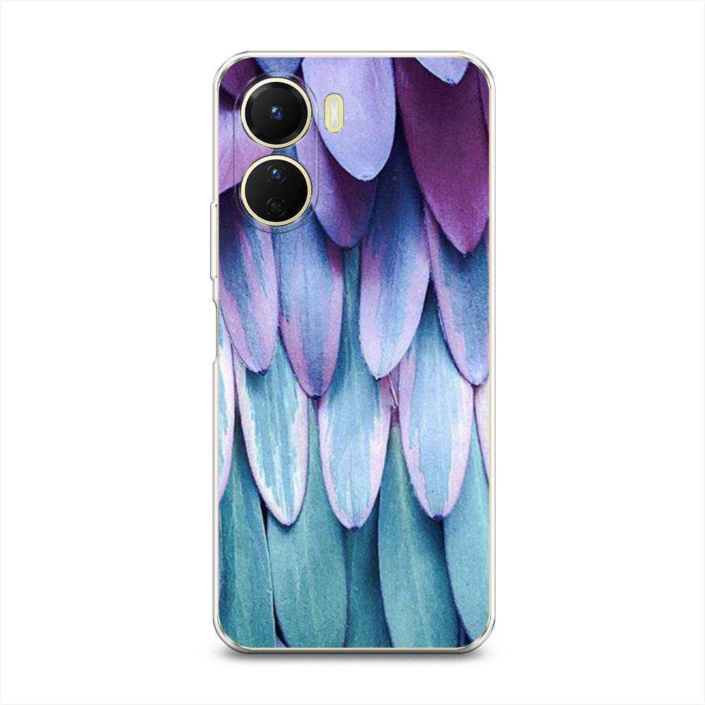 

Чехол на Vivo Y16 "Синее перо", Фиолетовый;голубой, 267850-3