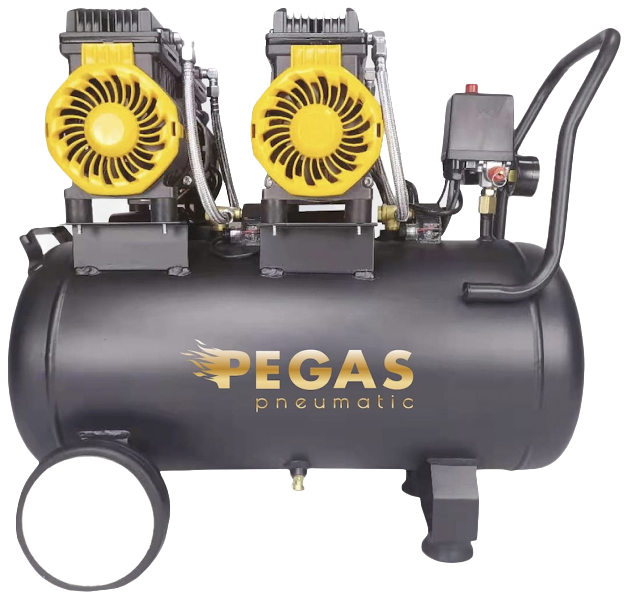 фото Pegas pneumatic бесшумный компрессор pg-2800*2 проф. серия безмасляный 2.8квт, 365 л/мин,5
