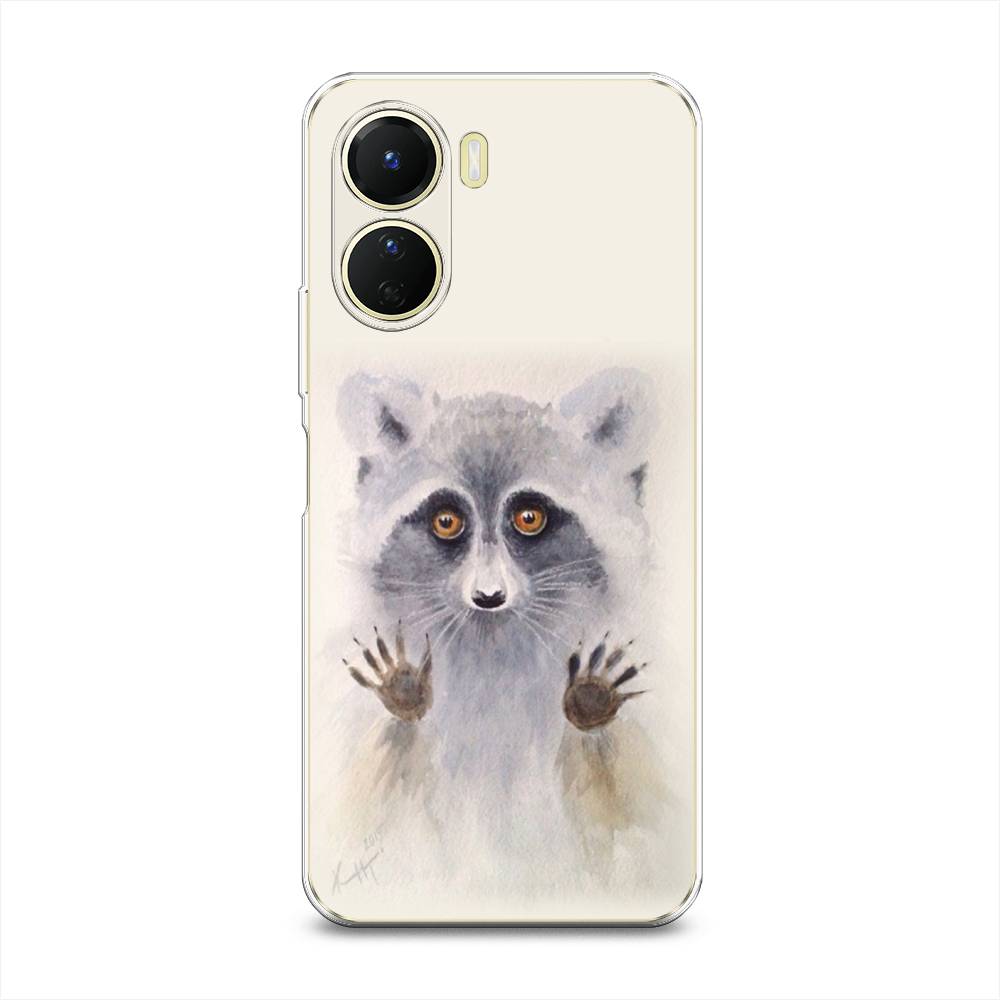 

Чехол на Vivo Y16 "Енот за стеклом", Бежевый;серый, 267850-4