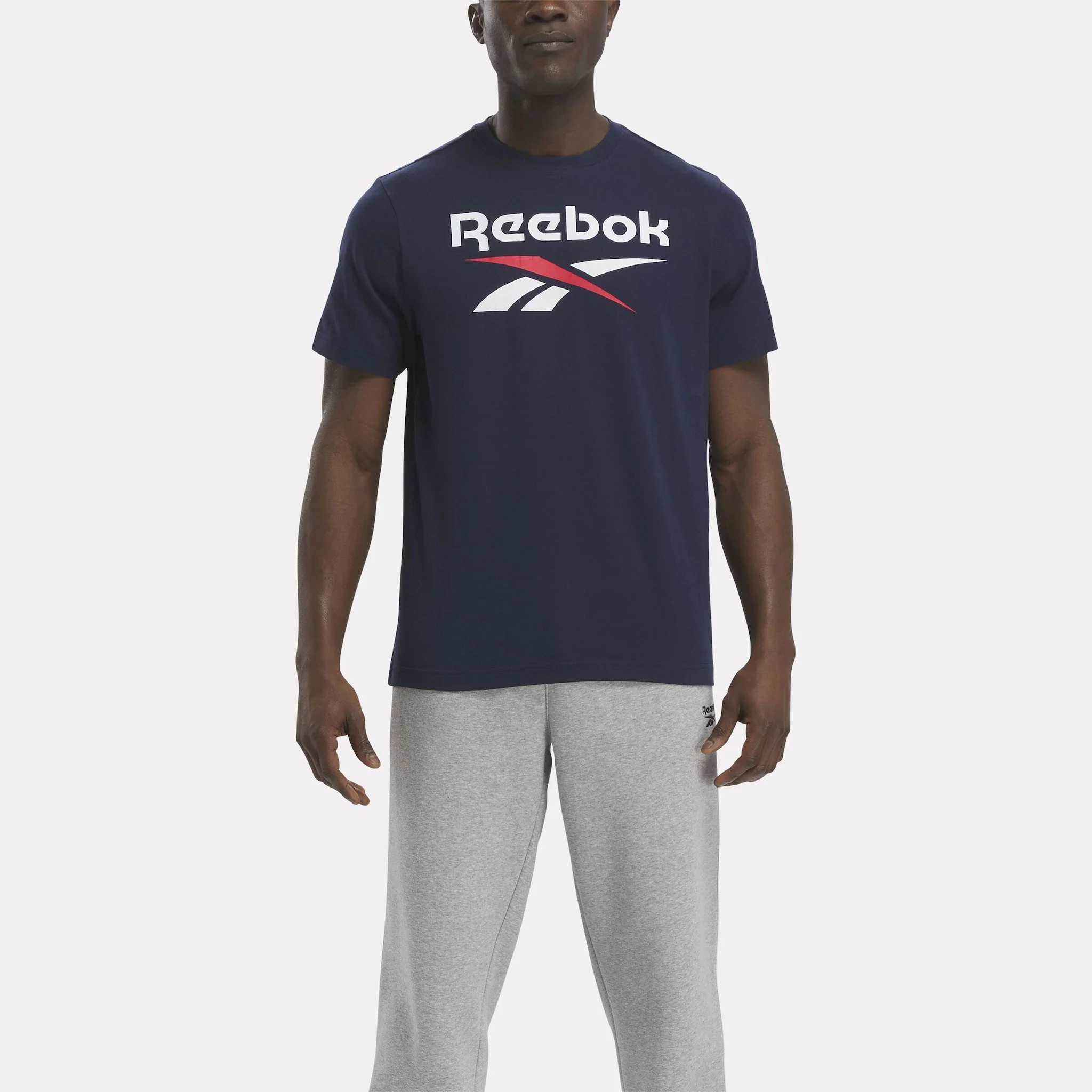 

Футболка мужская Reebok Identity Stacked L 100071176 синяя 2XL, Синий, Identity Stacked L