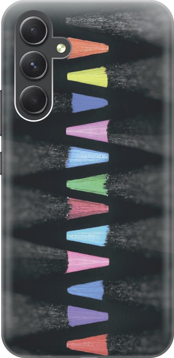 

Чехол на Samsung Galaxy A54 5G "Разноцветные карандаши", Голубой;черный, 158754