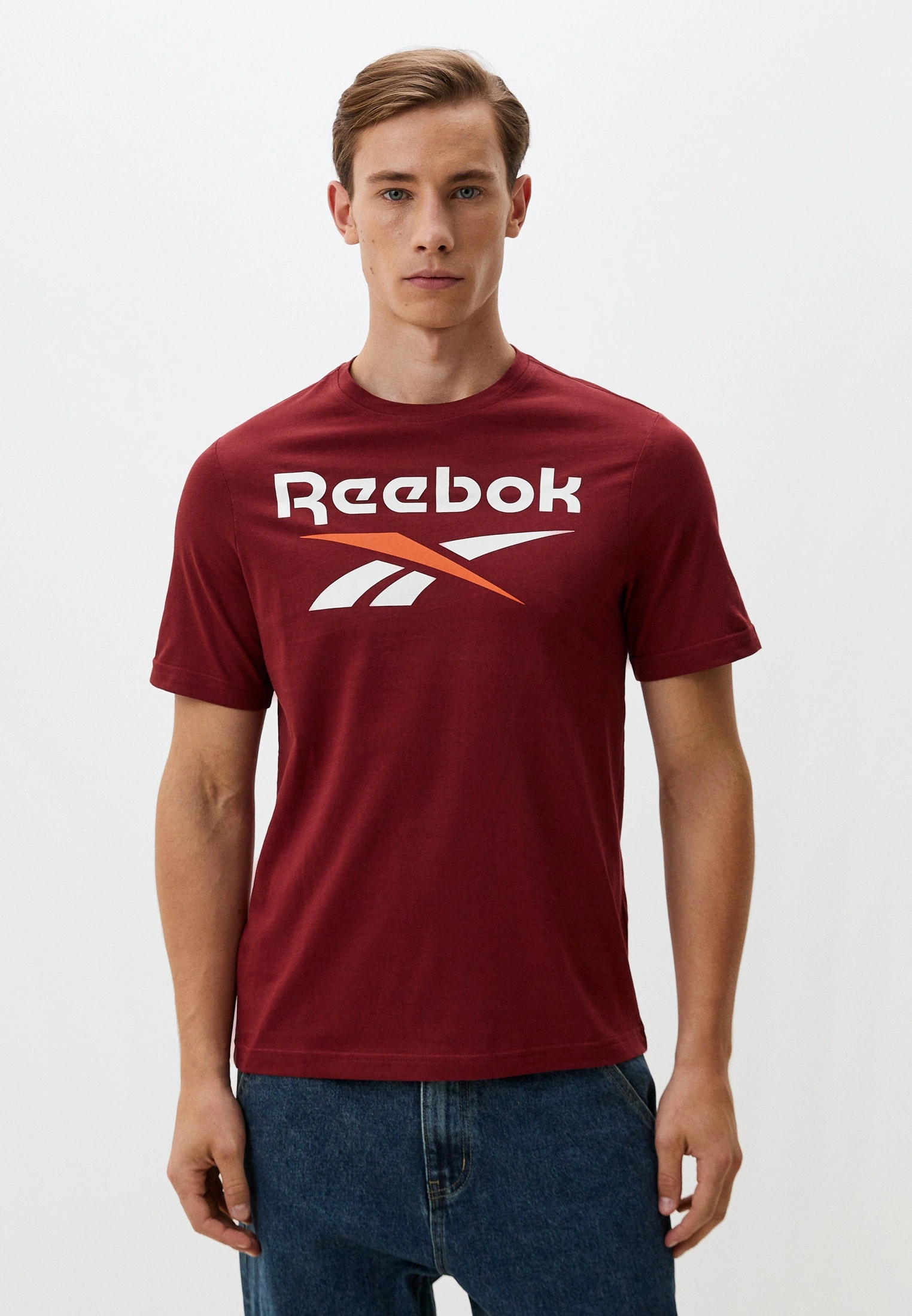 Футболка мужская Reebok Identity Big Stacked Logo T-Shirt 100206030 бордовая S 2861₽