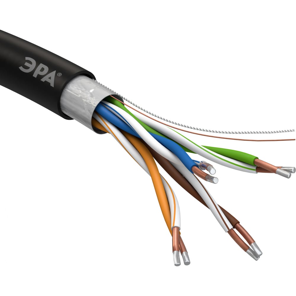 Кабель витая пара ЭРА F/UTP 4x2x24AWG, Cat5e, CCA, PE, OUTDOOR, 305м, SIMPLE Б0044441