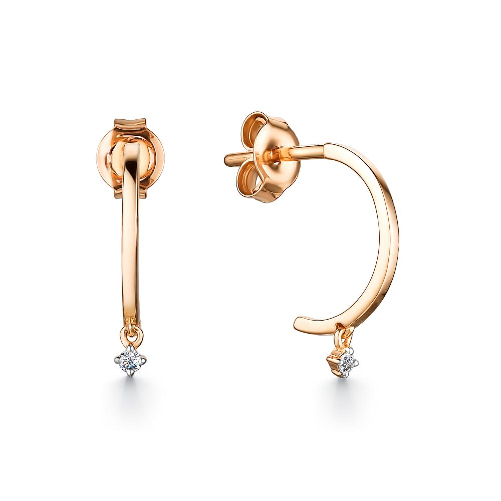 

Серьги из красного золота с бриллиантом АЛЬКОР 24219-100, 24219-100