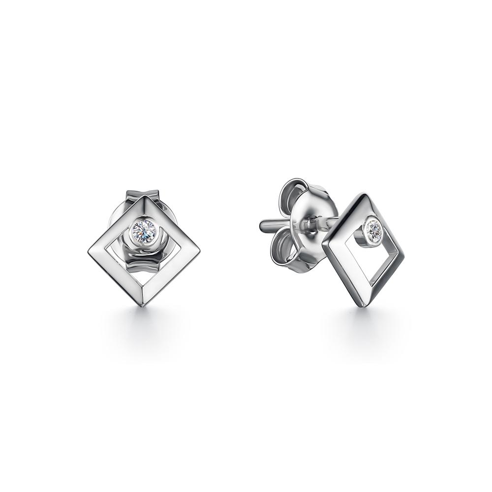 

Серьги-пусеты из белого золота с бриллиантом АЛЬКОР 24226-200, 24226-200