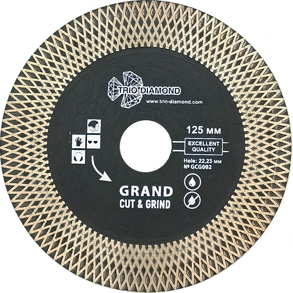 фото Диск алмазный отрезной турбо серия grand cut & grind 125х22.23 мм trio-diamond gcg002