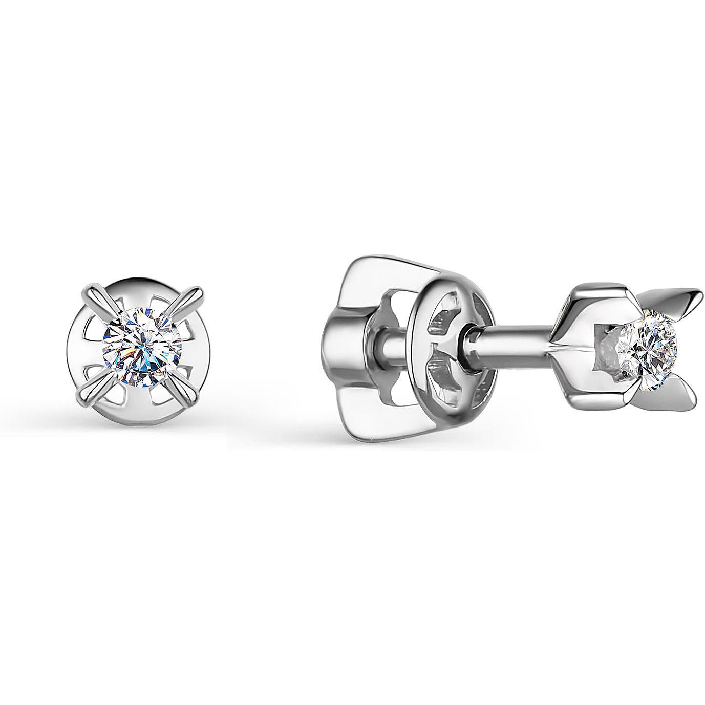 

Серьги-пусеты из белого золота с бриллиантом АЛЬКОР 23998-200, 23998-200